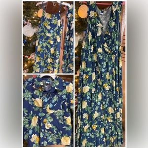 Old Navy blue floral dress plus matching for family